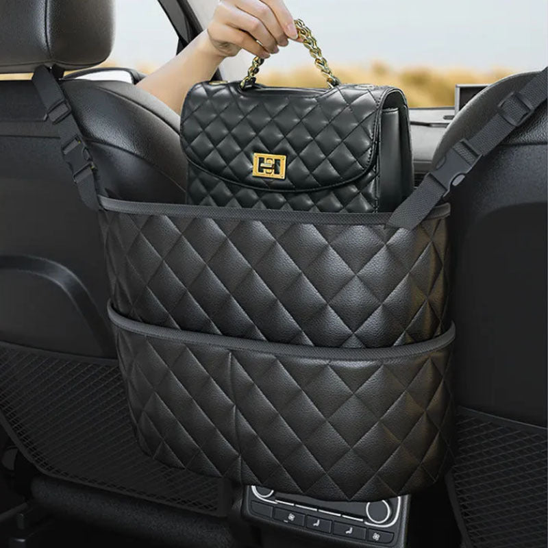 Car Armrest Organizer – Luxury Leather Hanging Storage Bag for Car Interior