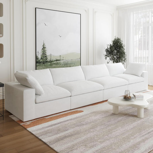 Modular Cloud Sectional Sofa, Love Seat Cloud Couch, Modern Comfy Sofas for Apartment Small Space, Covers Removable, Minimalist White Couch for Living Room