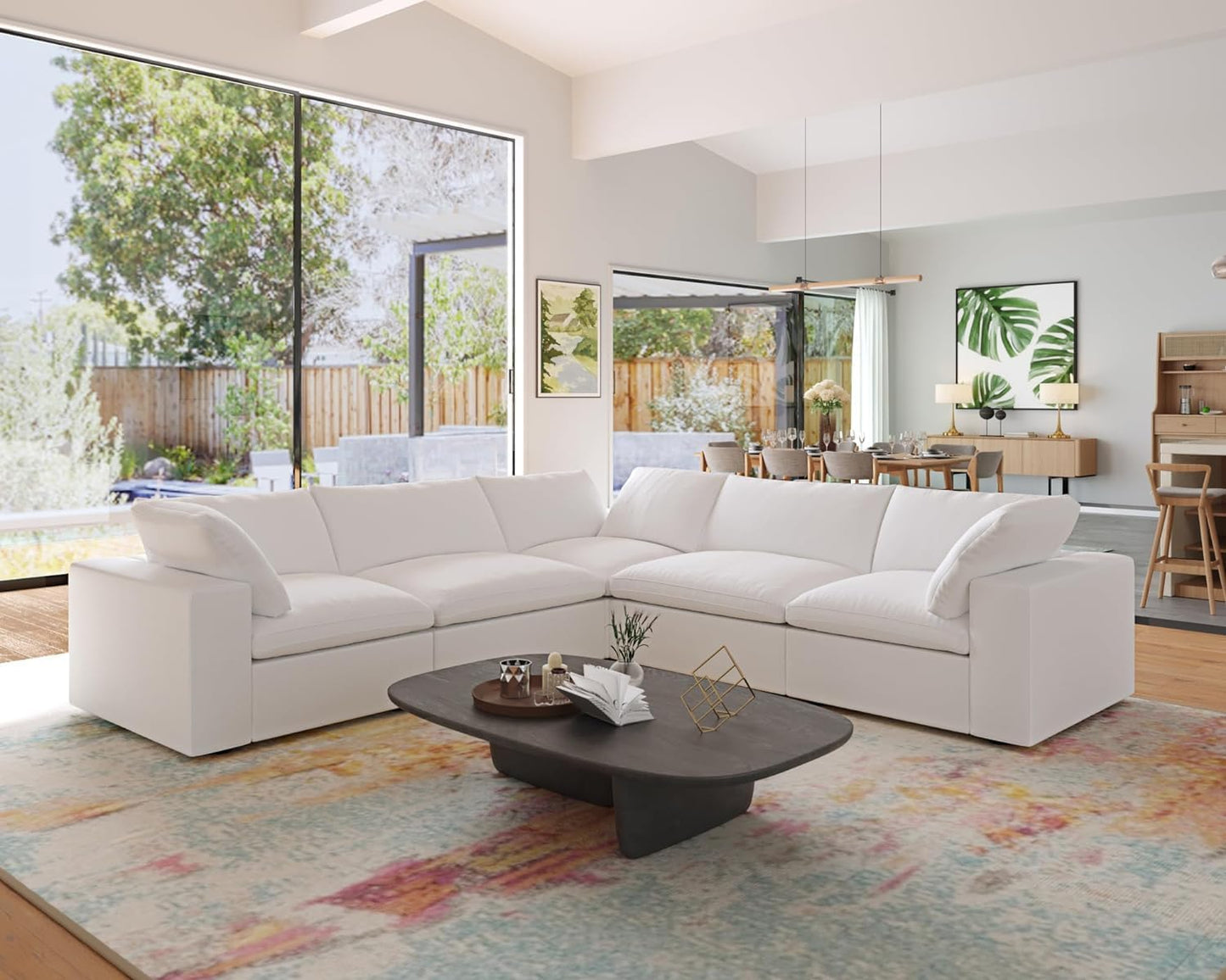 Modular Cloud Sectional Sofa, Love Seat Cloud Couch, Modern Comfy Sofas for Apartment Small Space, Covers Removable, Minimalist White Couch for Living Room