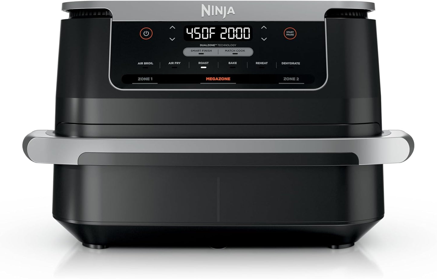 Ninja DZ201 Foodi 8 Quart 6-in-1 DualZone 2-Basket Air Fryer with 2 Independent Frying Baskets, Match Cook & Smart Finish to Roast, Broil, Dehydrate & More for Quick, Easy Meals, Grey