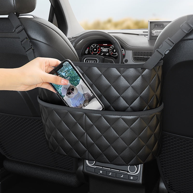 Car Armrest Organizer – Luxury Leather Hanging Storage Bag for Car Interior