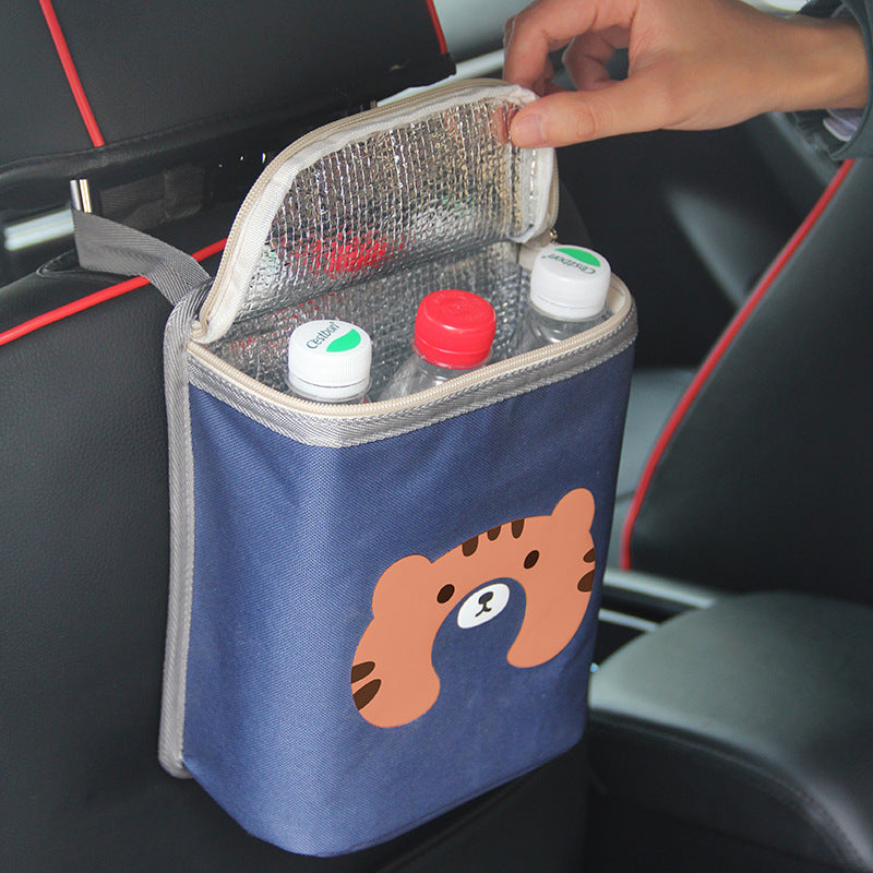 Cute Cartoon Car Insulated Storage Bag – Portable Thermal Organizer for Food, Drinks, and Car Accessories