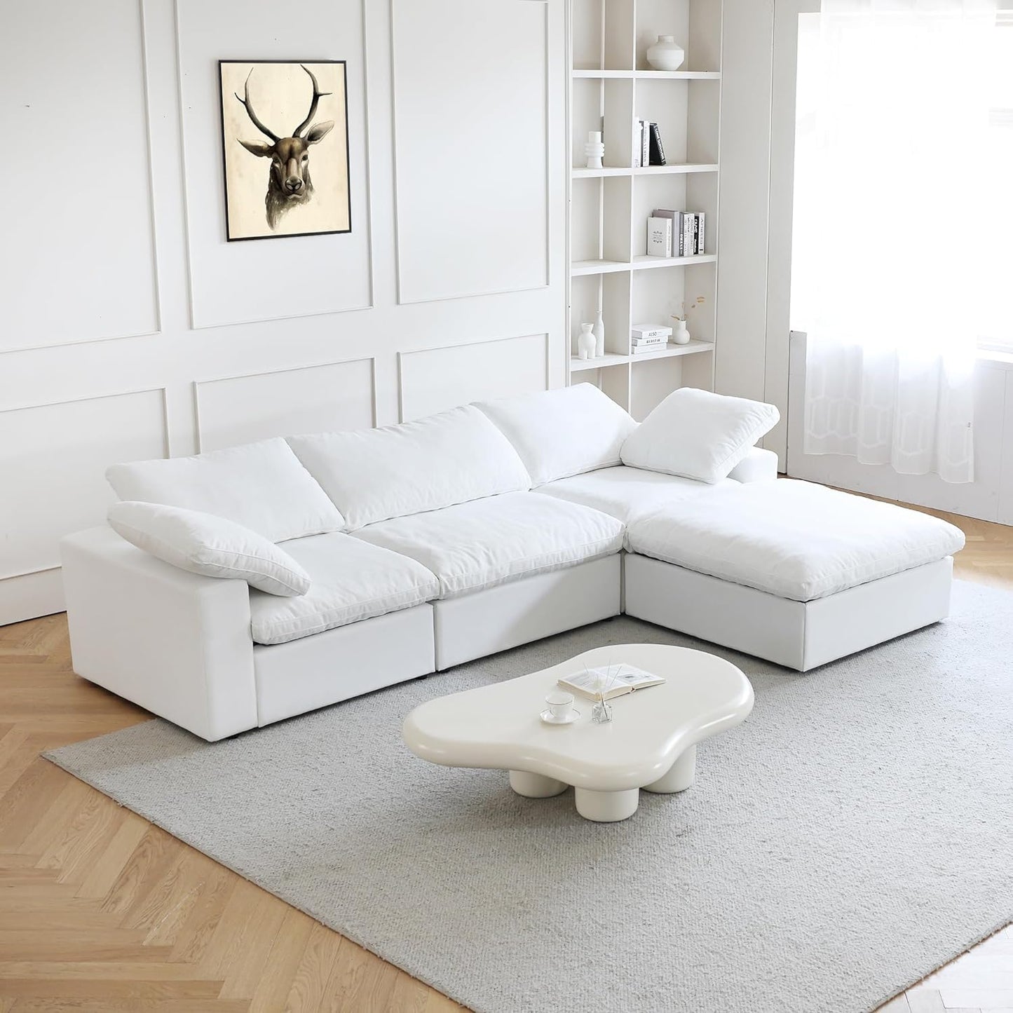 Modular Cloud Sectional Sofa, Love Seat Cloud Couch, Modern Comfy Sofas for Apartment Small Space, Covers Removable, Minimalist White Couch for Living Room